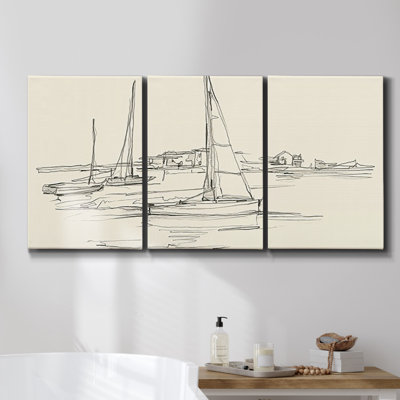Motif de feuille I sur toile, 3 pièces