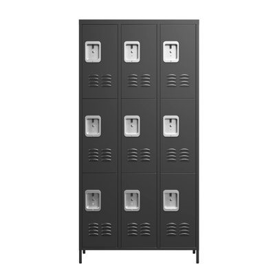 Black 9 Door 72"h Metal Lockers - Ample Storage Cabinet For Employees In Office, Gym, Versatile Bedroom, , Home