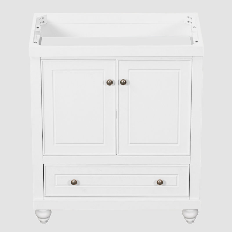 White 30" Freestanding Bathroom Vanity with Drawer and Doors