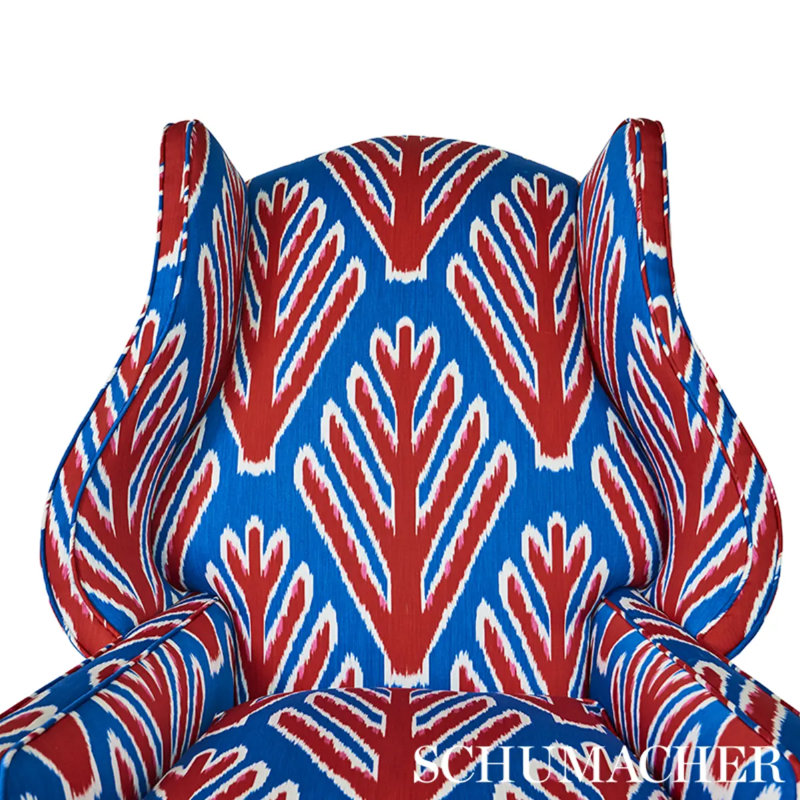 Schumacher x Johnson Hartig Bodhi Tree Fabric, Blue/Red