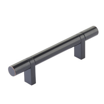 Emtek Select Cabinet Pull w/ Rectangular Bar Stem & Smooth Bar, Oil Rubbed Bronze, 3.5"