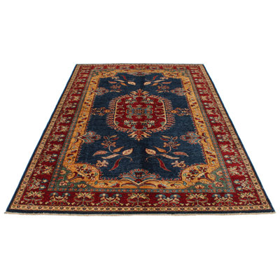 5x8 Navy and Red Kazak Tribal Rug