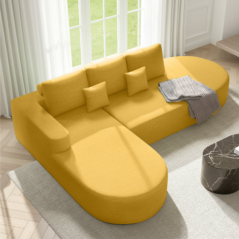 3 Seater Fabric Corner Sectional, Yellow