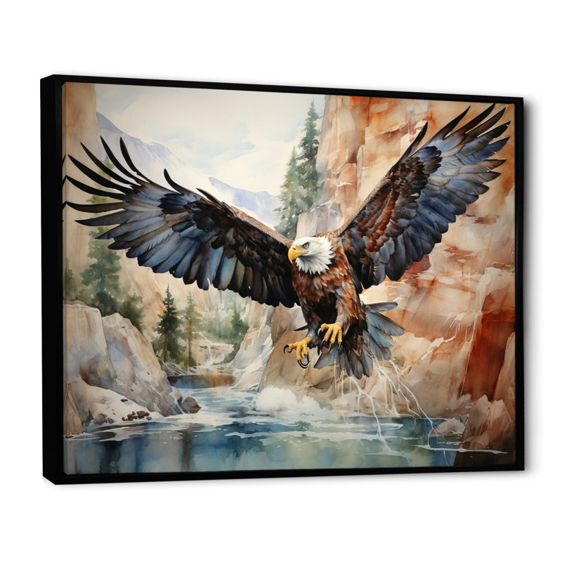 Western Canyon Eagle Echoes II - reproduction sur toile, H 30 po x l 40 po x P 1,5 po, Cadre flottant noir