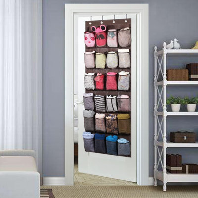 Over Door Shoe Storage 24 Large Mesh Pockets Shoe Organiser Hanging For Wardrobe Door Tidy Holder With Hangers Organizer