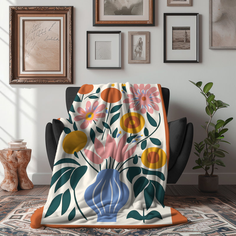 Technicolor Petal Dreams - 1 pièce Sherpa Premium - reproduction d'art luxueuse, Lit simple