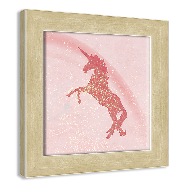 Paillettes licorne 2, H 10 po x l 10 po x P 0,63 po, Encadrement champagne