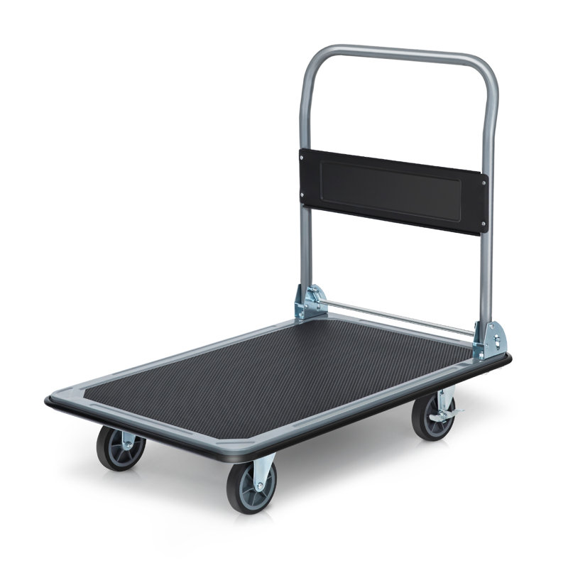 Foldable Platform Truck Push Dolly, Heavy Duty Rolling Cart with 360 Degree Swivel Wheels, 32.7" H x 35.4" W x 23.6" D