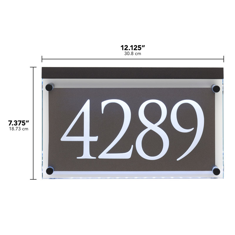 Metallic Crystal LED Lighted Trajan Engraved 1-Line Address Sign, Yes, Black