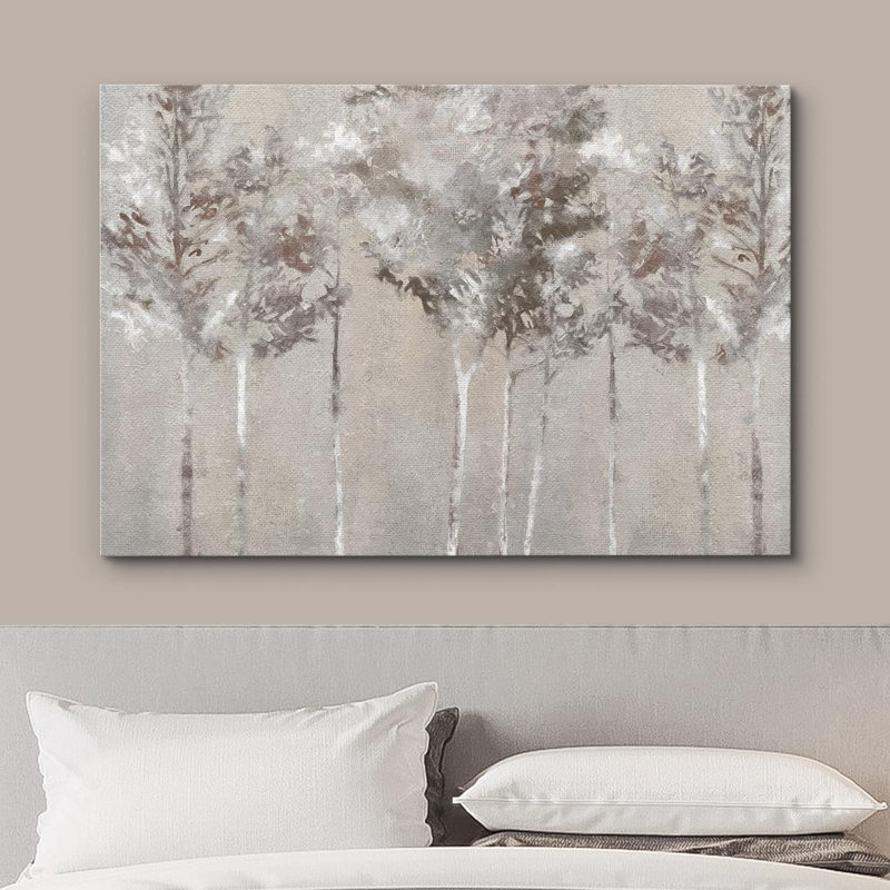Gris, forêt, arbre, silhouette, abstrait, nature, paysage, rustique, relax, calme, campagne, Toile tendue