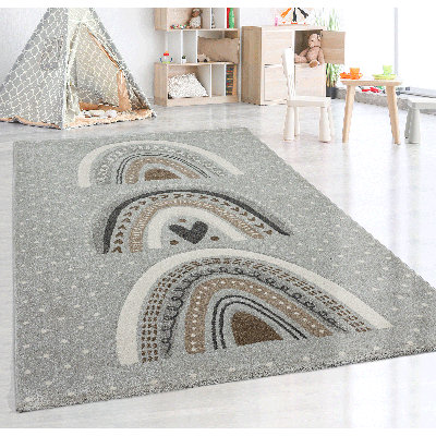 Neary Pastel Kids Grey/White/Brown Rug