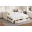 Structure de lit de jour simple rembourré extensible avec lit gigogne, canapé-lit en tissu chenille avec tiroirs de rangement pour le salon-569223570