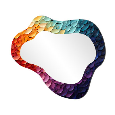 Hardedge Art Harmonic Fusion I - Hard Edge Painting Cloud Large Wall Mirror, Modern Asymmetrical Unique Mirror, Printed Metal Art