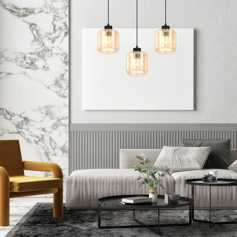 Sombra 3 - Light Matte Black Pendant, Amber