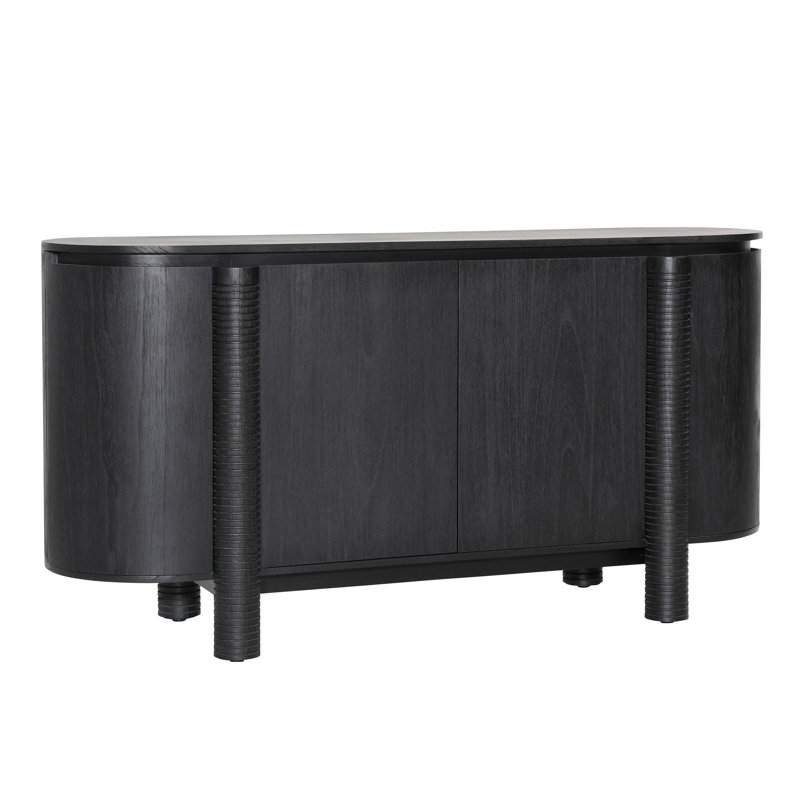 Stefan 63'' W Solid Wood Sideboard, Black