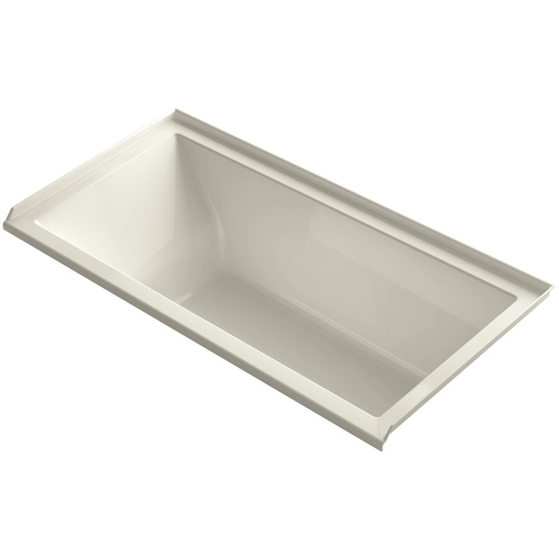 Underscore 60" x 30" Drop In Soaking Acrylic Bathtub, Dune, Right