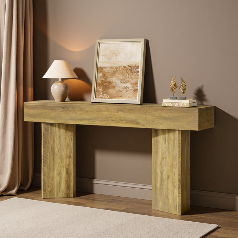 Table d'appoint rustique, console compacte, canapé