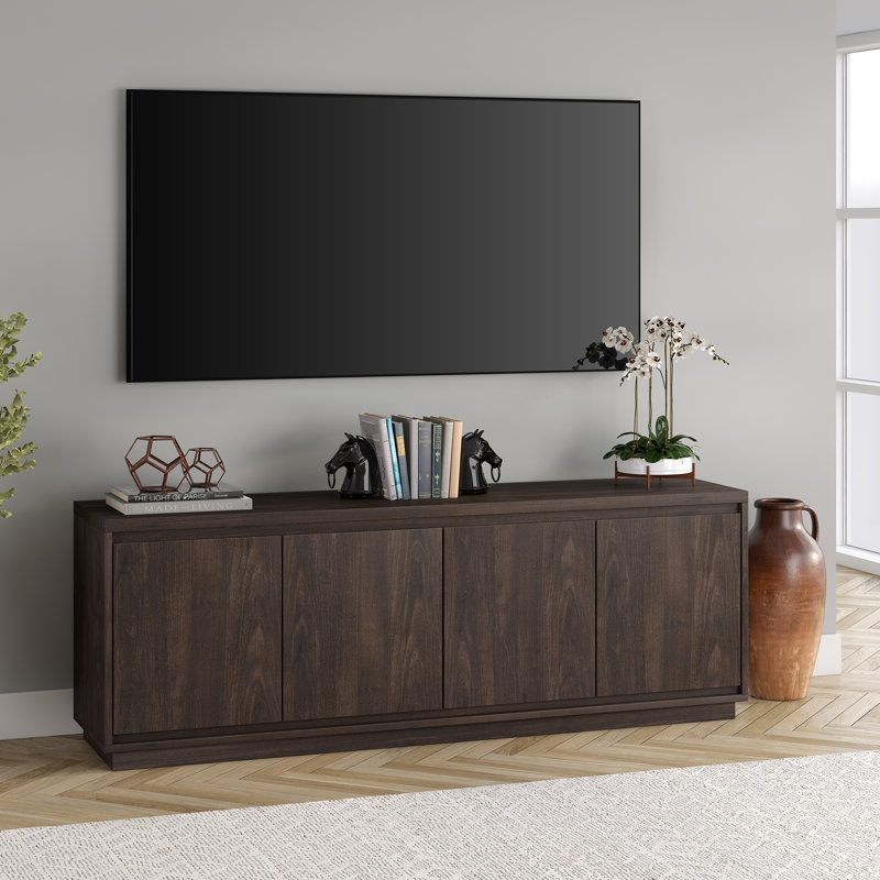Presque Rectangular TV Stand for TV's up to 75" in Alder Brown, Alder Brown