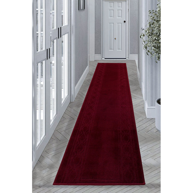 Tapis rouge antidérapant, Tapis de couloir 2 pi 2 po x 5 pi