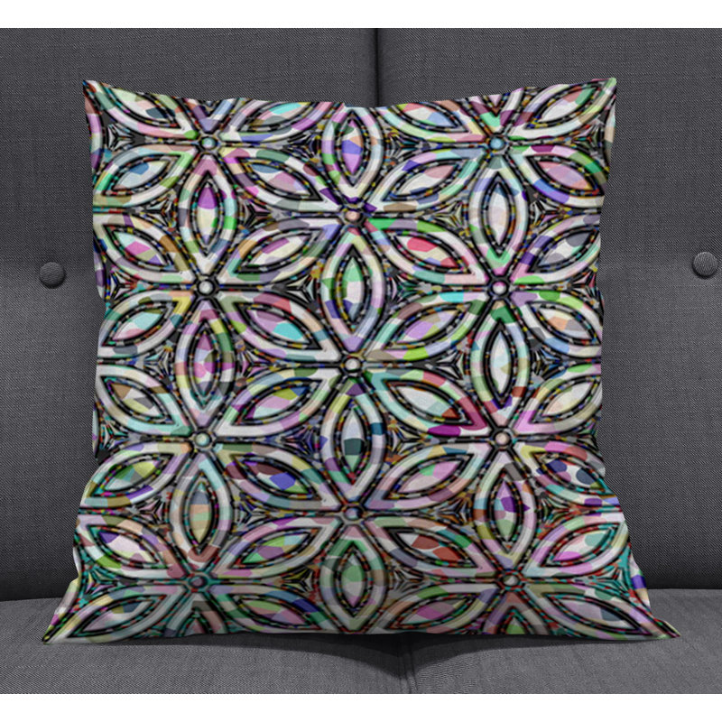 Throw Pillow With Insert, Multi Abstract 11, 18"H x 18"W