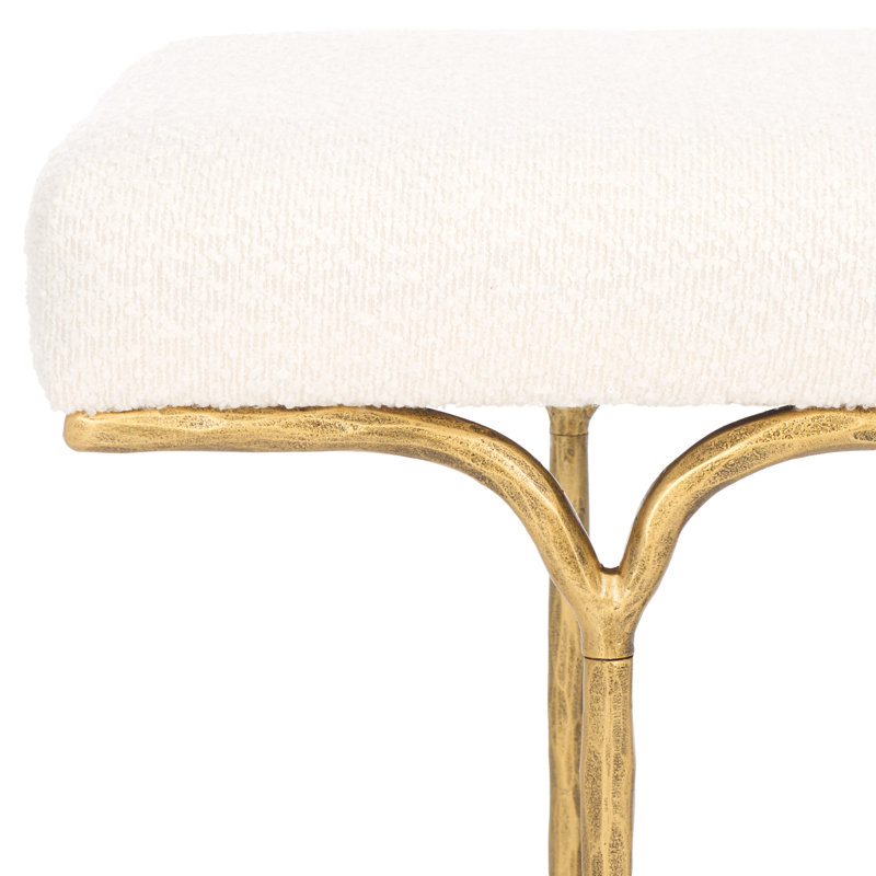 Banc rembourré Poviones Boucle, Laiton, H 20 po x l 36 po x P 16 po