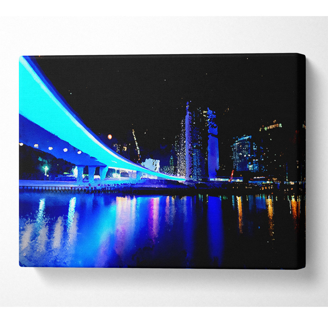 Electric Blue Bridge - Kunstdrucke auf Segeltuch