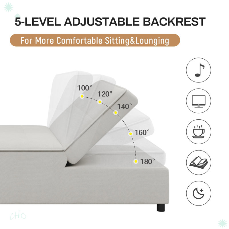 Lit-repose-pieds pliant multifonctionnel avec poche de rangement et port USB