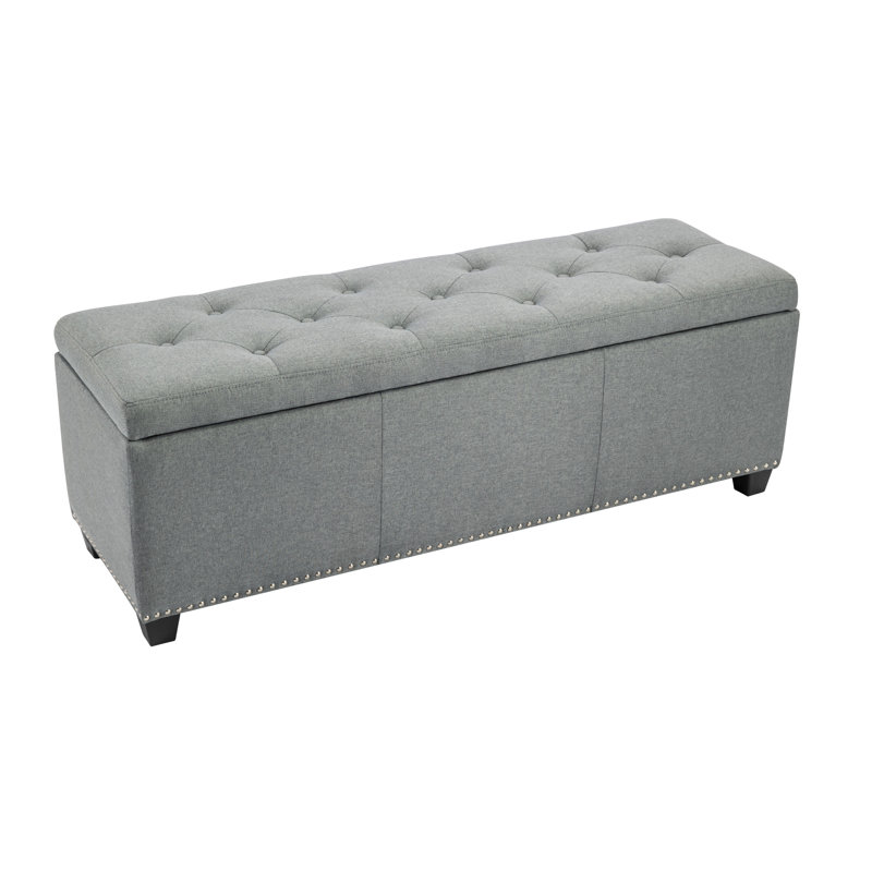 Allex Fabric Upholstered Storage Bench, Dark Grey