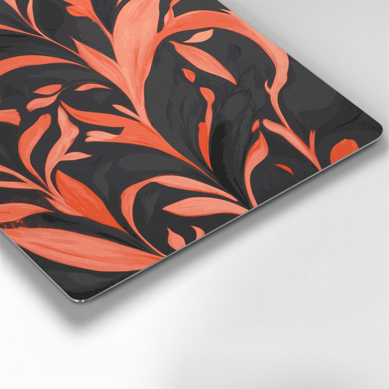 Abstrait floral 51, art mural en métal noir, H 16 po x l 16 po