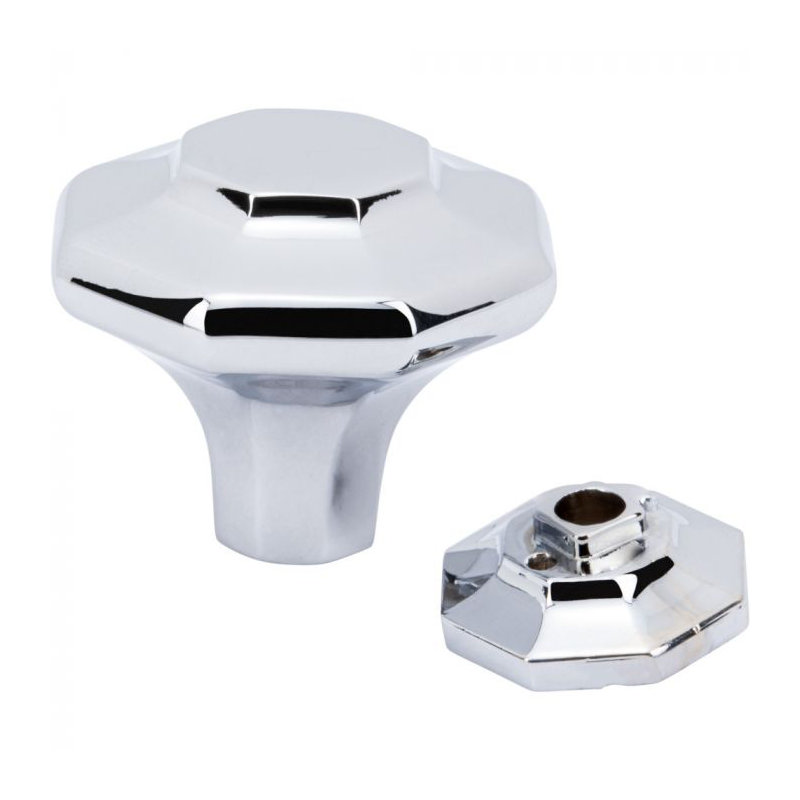 Palazzo Length Geometric Knob, Polished Chrome, 1  3/16"
