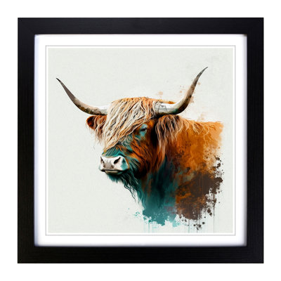 Highland Cow Gestural - Framed Print