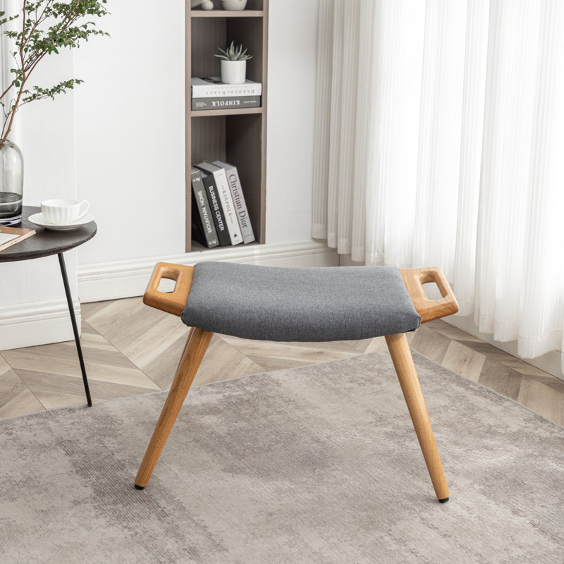 Kronsberger Upholstered Ottoman, Gray Linen Blend