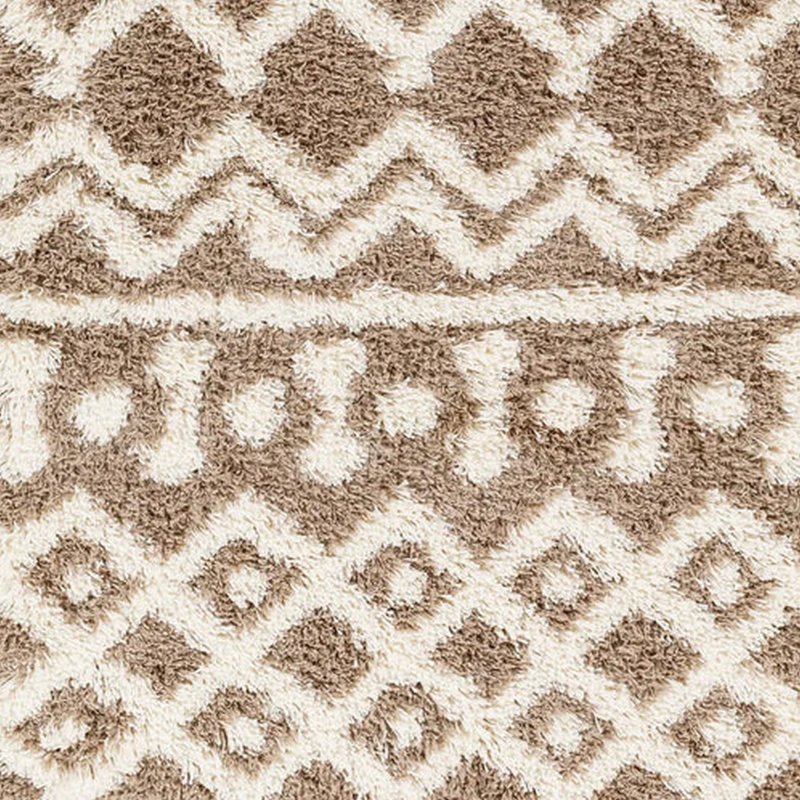 Medium Brown Modern Shaggy Rug, Geometric Stain Resistant Easy to Clean Rug For Living Room, Dining Room, Bedroom