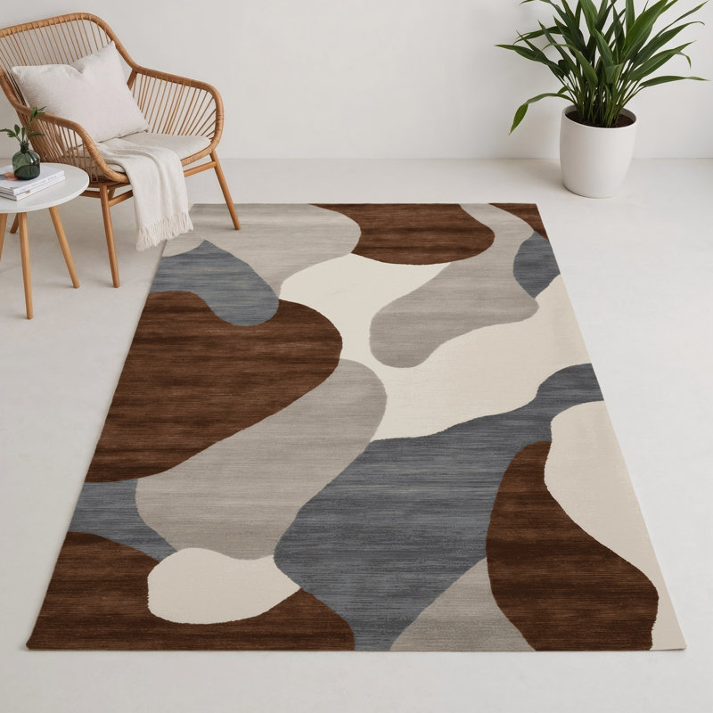Watercolor Gray Indoor and Outdoor Area Rug, Rectangle 3' x 5'