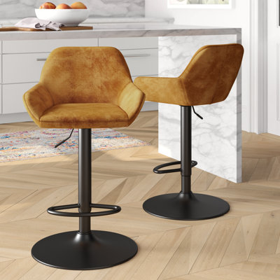 Ferrier Swivel & Adjustable Height Upholstered 24.6'' Counter Stool with Metal Pedestal Base