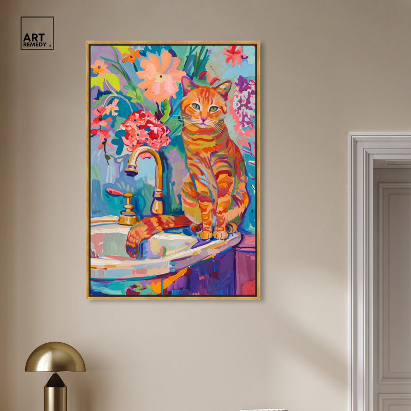 Art de salle de bain Jungle, Cadre doré, H 16 po x l 11 po