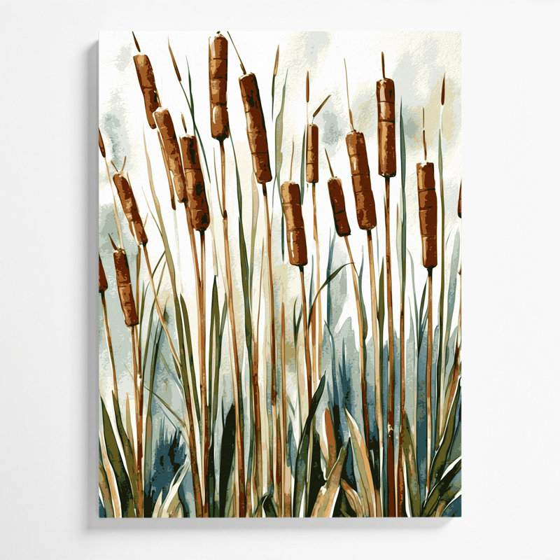 "Watercolor Botanical 97", art mural sur toile blanche, H 12 po x l 18 po