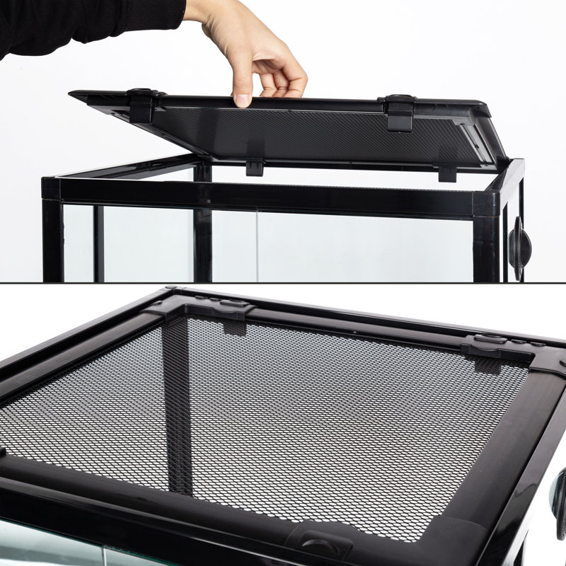 16'' x 16'' x 30'' Black Glass Reptile Terrarium