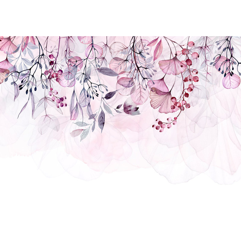 Papier peint botanique - rose brumeux, L 27 po x l 39 po