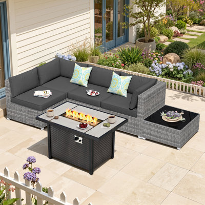 Polyethylene (PE) Wicker 4 - Person Seating Group with Cushions
