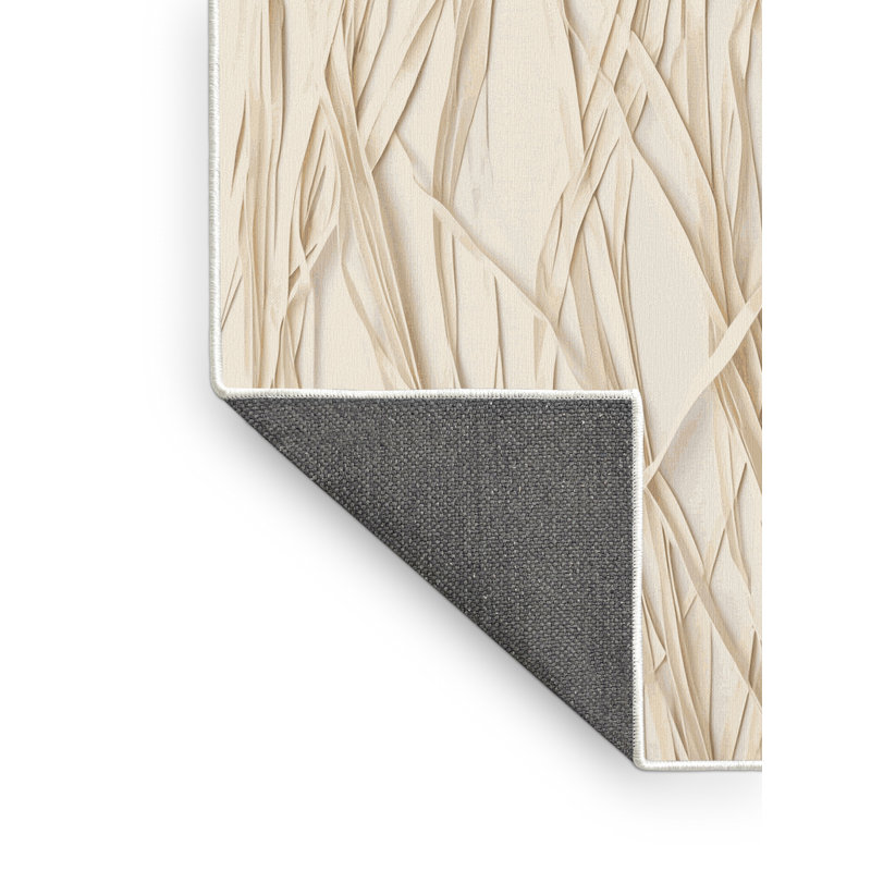 Soft Plush Findley New Years Modern & Contemporary Abstract Area Rug in Beige – White Binding, 8x12