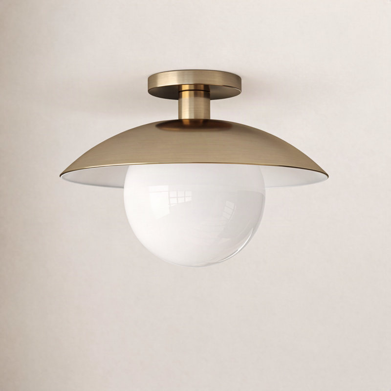 Robin Glass Semi Flush Mount, Brass
