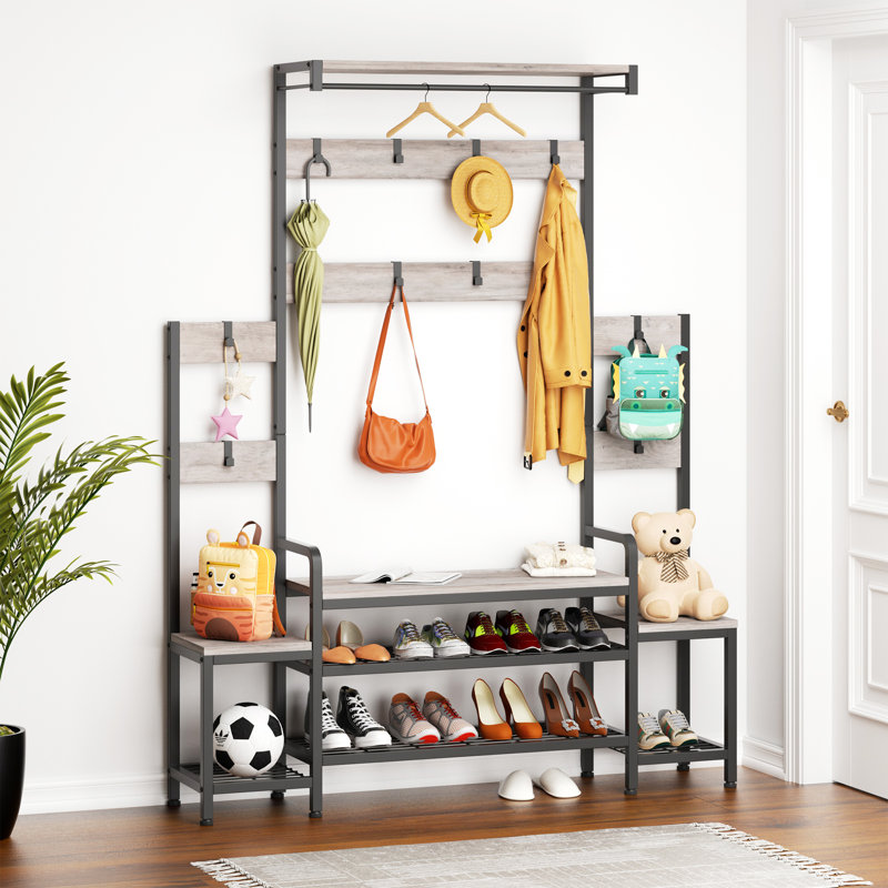 Arbre d'entrée 55,5 "avec banc et rangement pour chaussures Amandine, Gris