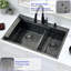 33 éviers de cuisine encastrés à double cuve noire en acier inoxydable 33 po x 22 po x 10 po avec éviers de cuisine encastrables en acier inoxydable noir 60/40 avec accessoires