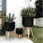 Set Of 3 Black Poly Rattan Baskets With Rope Texture And Tapered Wooden Legs, L:12X12x23.5" M:10X10x17.5" S:8X8x13.5"-1023248739