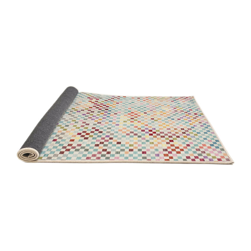 Tapis contemporain bleu / rouge, Rectangle 5 pi x 7 pi
