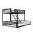Floor Bunk Bed, Metal Frame with Ladder, Guardrails, No Box Spring Needed-2122555222-2122555221