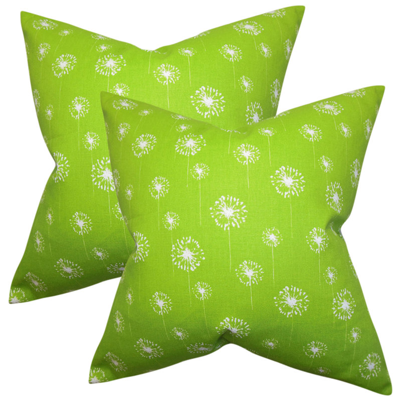  Coussin en coton Floral, Vert