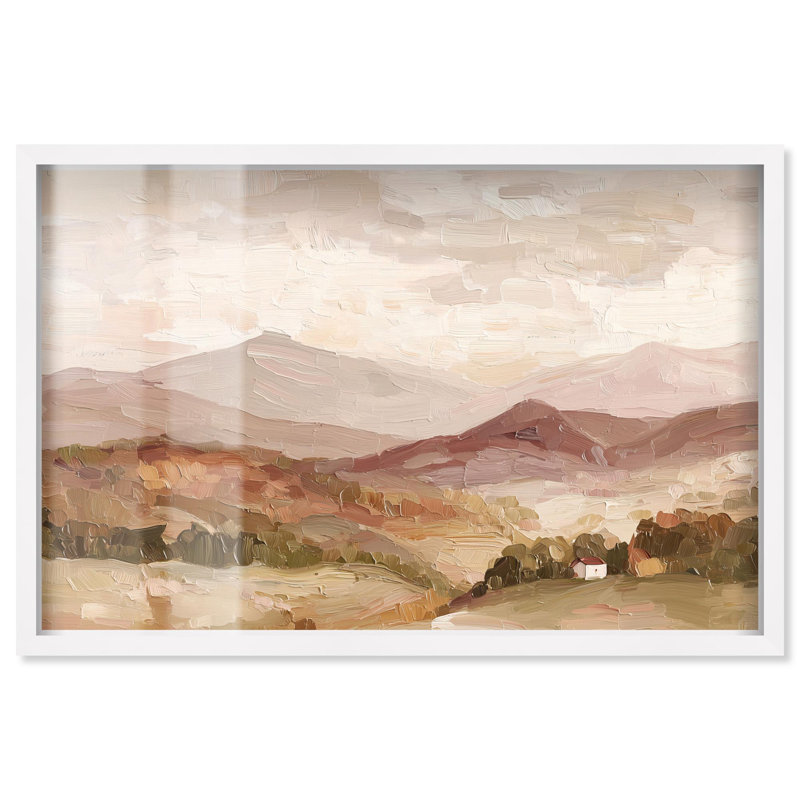 Décoration murale rustique Rolling Hills III Shadowbox par Art Remedy, cadre blanc, 55 x 37, H 37 po x l 55 po, Cadre blanc