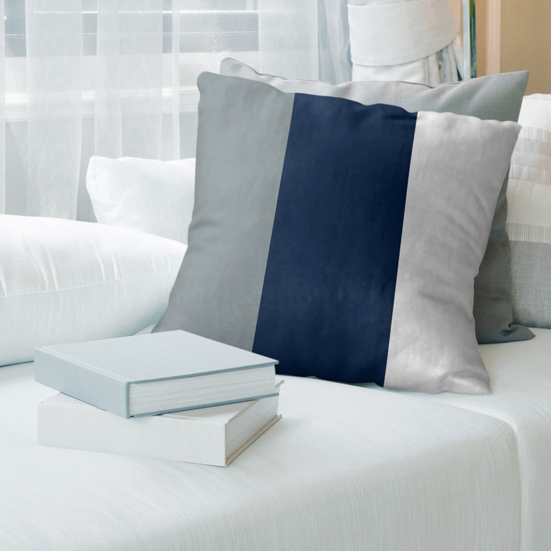 Housse de coussin , 16 po x 1 po, Touche bleue, à l'étranger, Faux lin